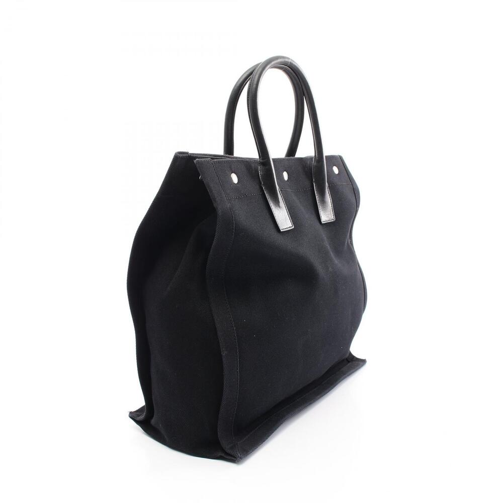 Saint Laurent Paris RIVE GAAUCHE Tote Bag Canvas Leather Black